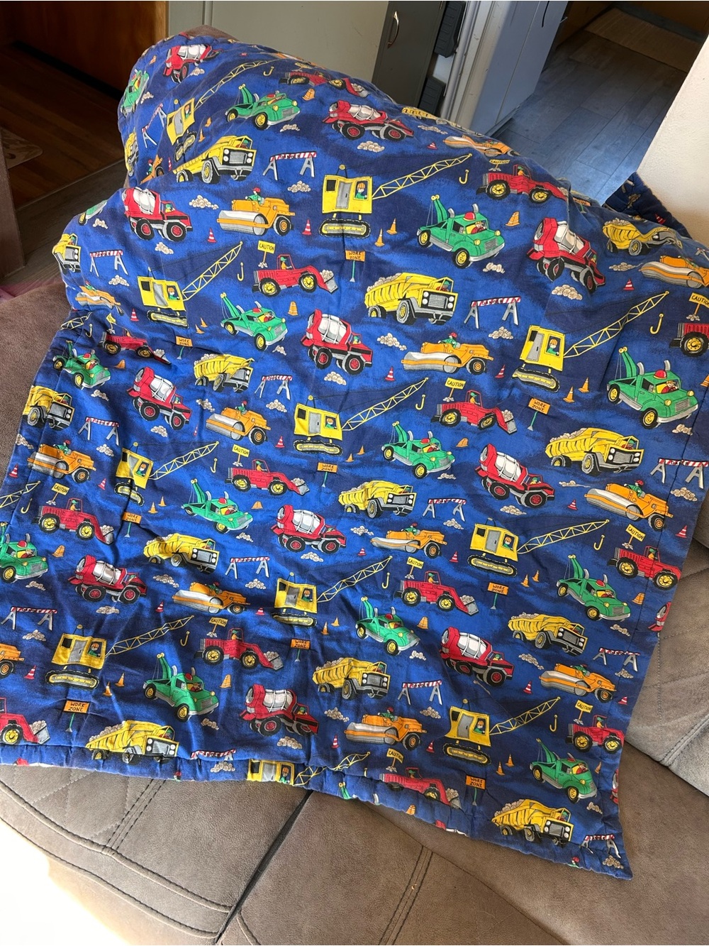 Kids Construction Vehicles Blanket - Blue